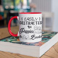 Easily Distracted By Puppies And Books Coffee Mug